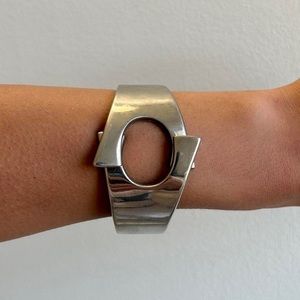 Vintage Silver Chunky Snap - On Bracelet